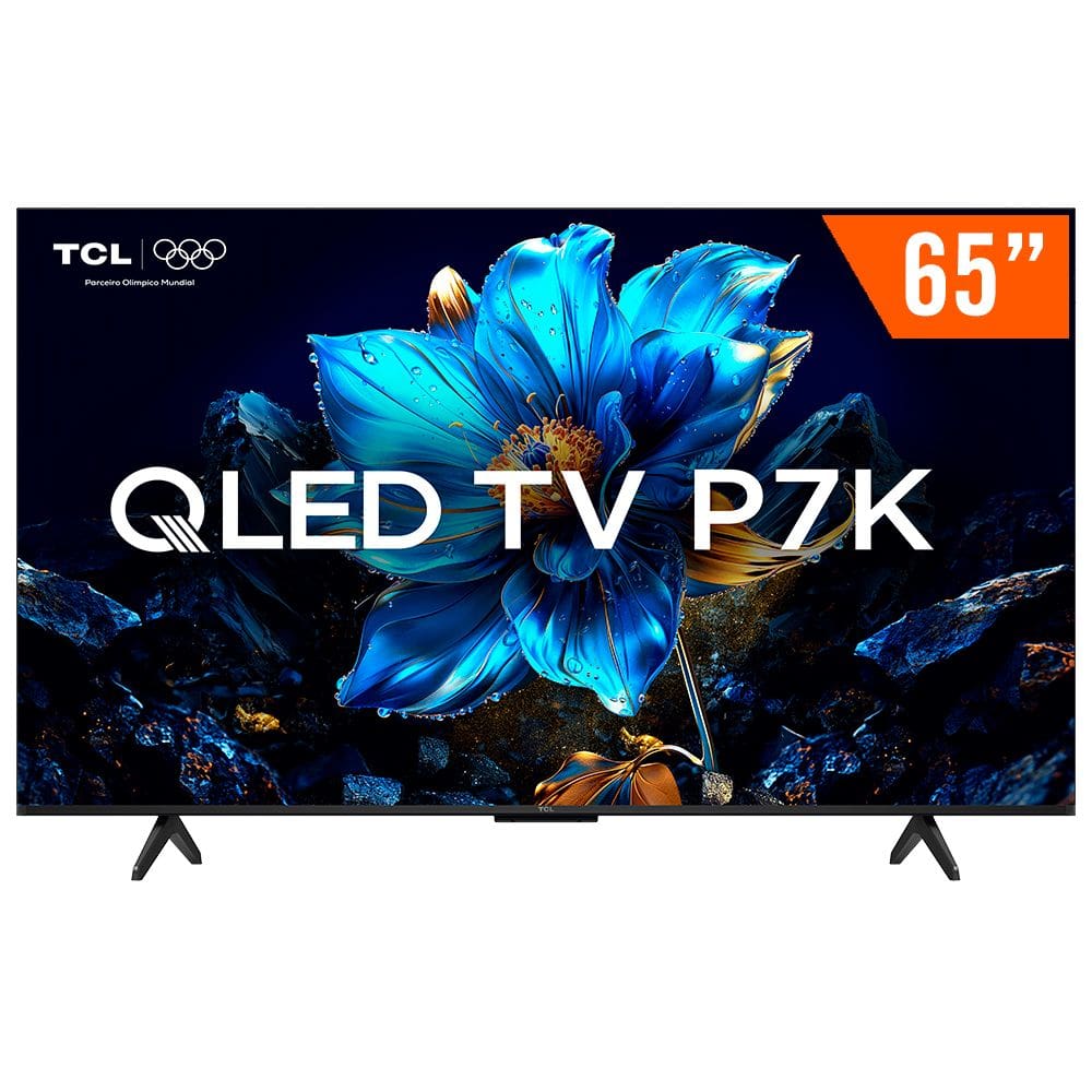 Smart TV QLED 65" Android TV Ultra HD 4K TCL 65P7K Comando de Voz Hands-Free Google TV Bluetooth