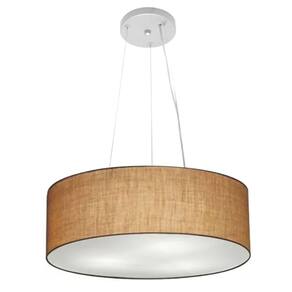Lustre Pendente Cilíndrico Md-4184 Cúpula em Tecido 45x15cm Palha - Bivolt