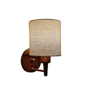 Arandela Cilíndrica Md-2009 Base Cobre Cupula em Tecido 14x15cm Rustico Bege - Bivolt