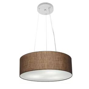 Lustre Pendente Cilíndrico Md-4181 Cúpula em Tecido 40x15cm Café - Bivolt
