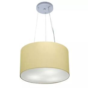 Lustre Pendente Cilíndrico Md-4182 Cúpula em Tecido 40x25cm Algodão Crú - Bivolt