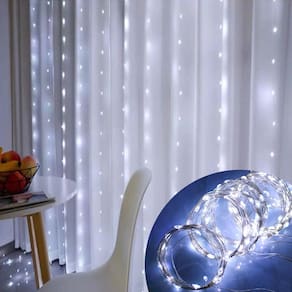 Pisca de LED Cortina Fio de Fada USB 200L 3x2m 8 Modos Cores:Branco