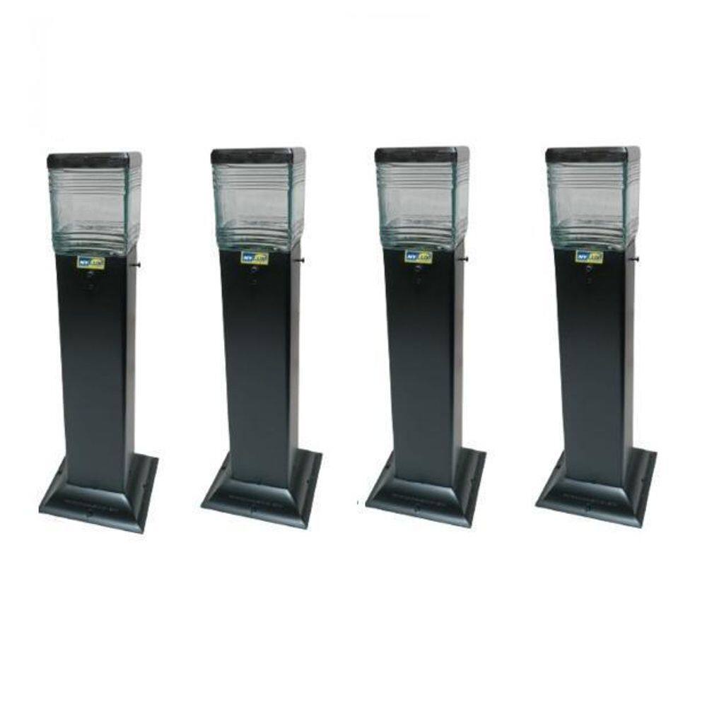 Kit 4 Poste Jardim Quadrado 50Cm Balizador Preto Casa Sitio