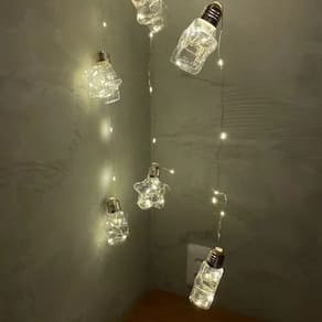 Fio De Led Com 10 Lâmpadas Estrelas Fio De Fada USB e Pilha AA Cor:Branco Quente