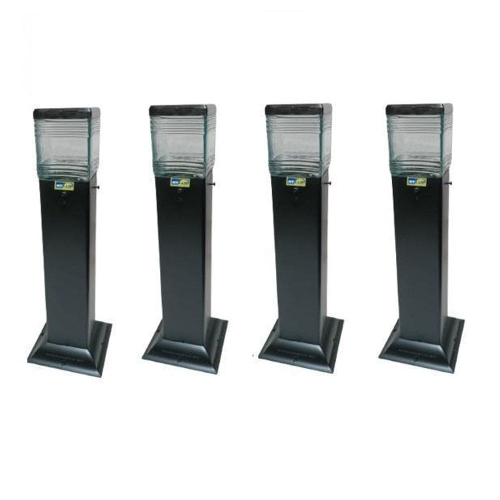 Kit 4 Poste Jardim Quadrado 50Cm Balizador Preto Casa Sitio