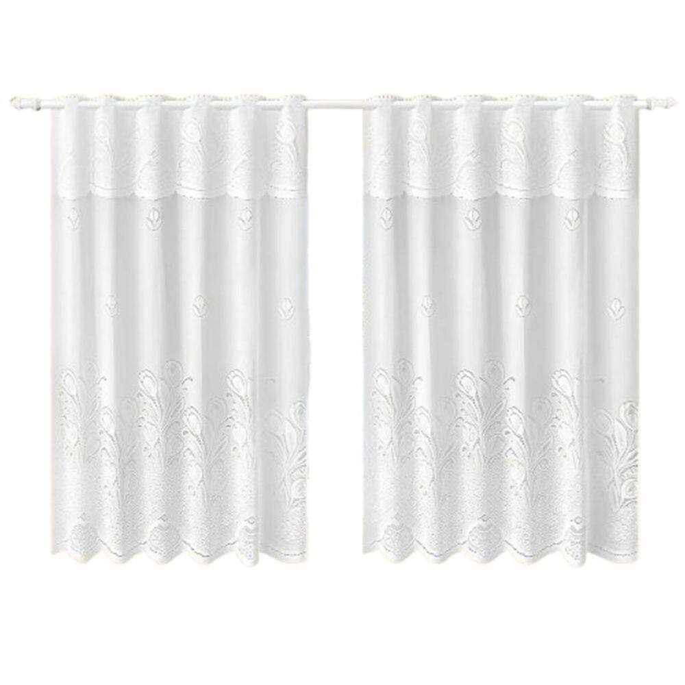 Cortina Renda Cozinha Tulipa Branca 2,00Larg X 1,30Alt