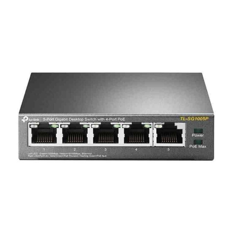 Hub Switch 5 Portas Tp Link Tl Sg1005p Gigabit 4 Portas Poe