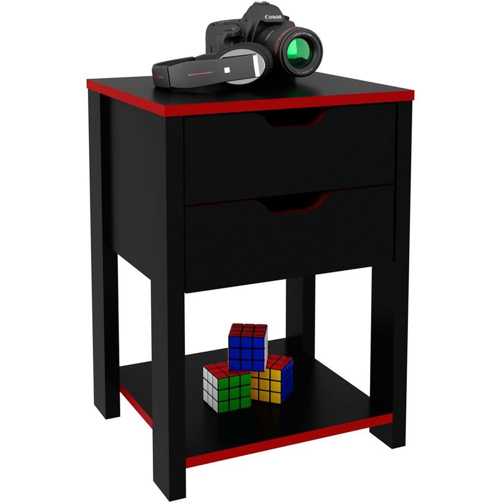 Gaveteiro Gamer para Escritório 2 Gavetas 1 Prateleira
