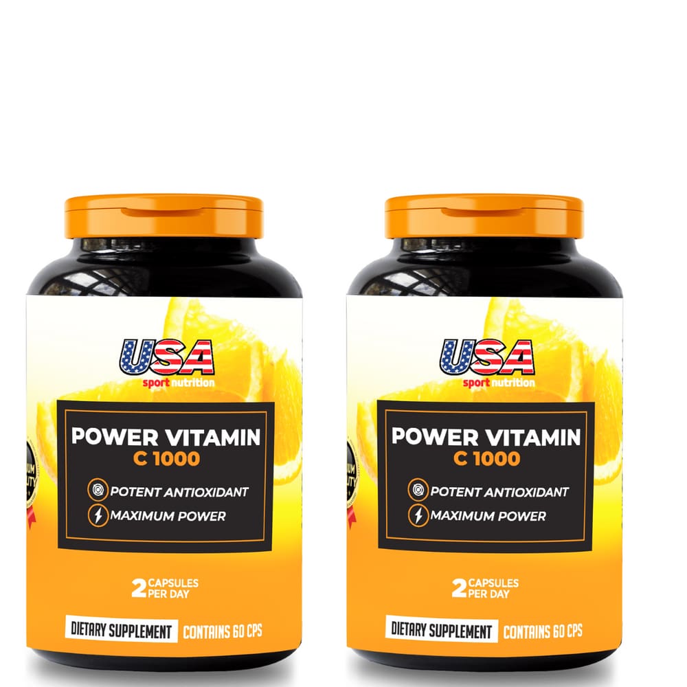 Vitamina C 1000mg Power Kit 2x (120 Capsúlas) – Energia, Saúde e Proteção Diária - USA SPORT NUTRITION