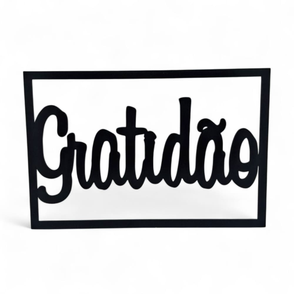 Placa Decorativa Palavra Gratidão em Mdf Cor Preto 28 cm