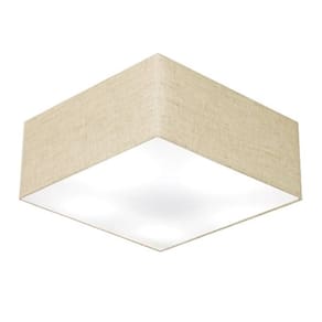 Plafon Quadrado Md-3012 Cúpula em Tecido 21/50x50cm Rustico Bege - Bivolt