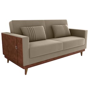 Sofa Cama 2 Lugares 203 cm Veludo Maserati Corino Marrom Claro Whisk Milani Store