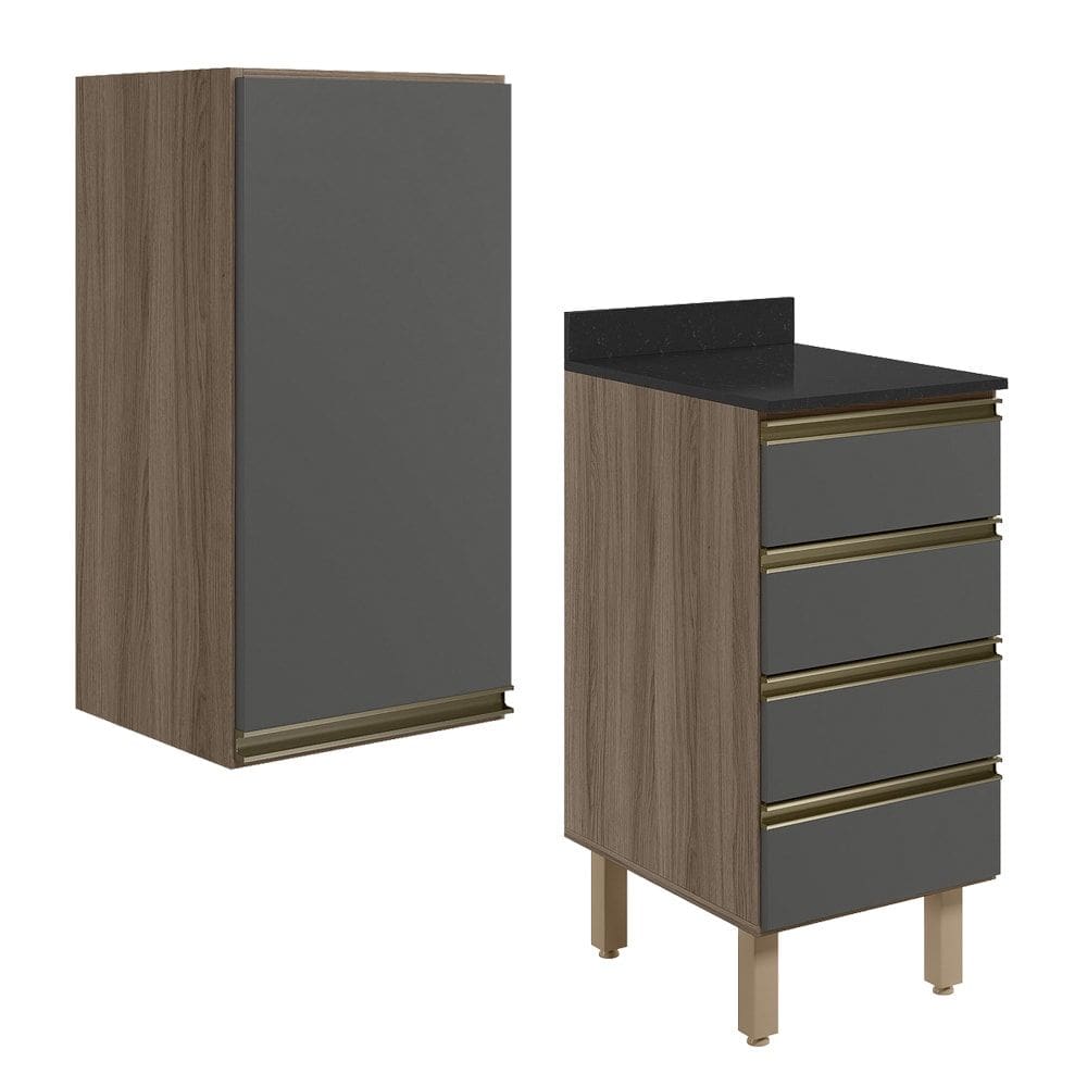 Armario Aereo E Balcao 1P 4G 40cm MDF Kali Carvalho Toq Chumb0 Nicioli