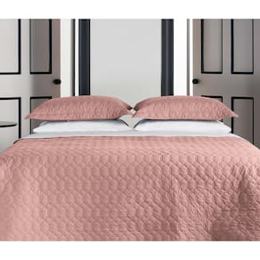 Kit Colcha Queen 180 Fios 100% Algodão Matelado Rosa