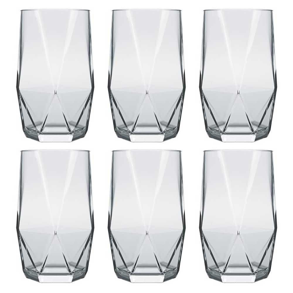 Jogo De Copos 6 Peças De Vidro Long Drink 360Mls Topázio