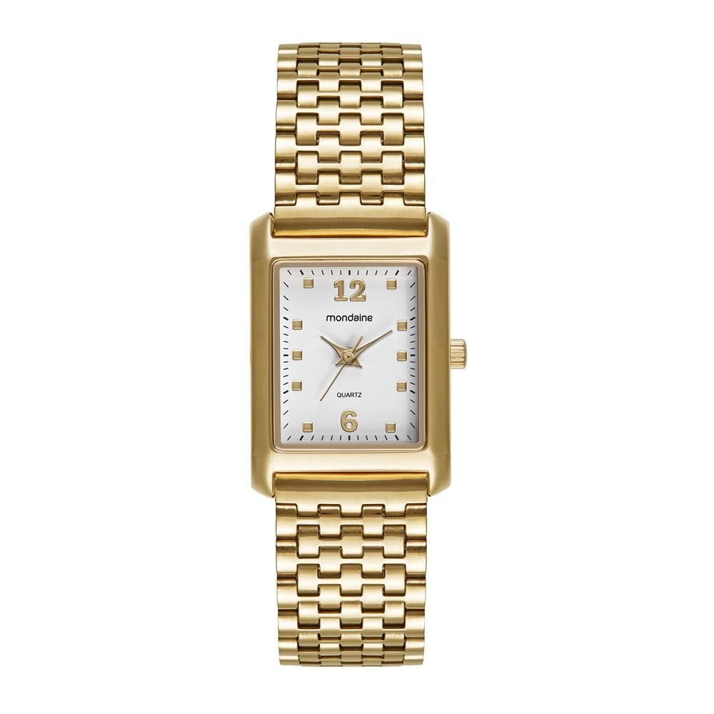 Relogio Mondaine Feminino Ref: 32921lpmvde1 Retangular Dourado