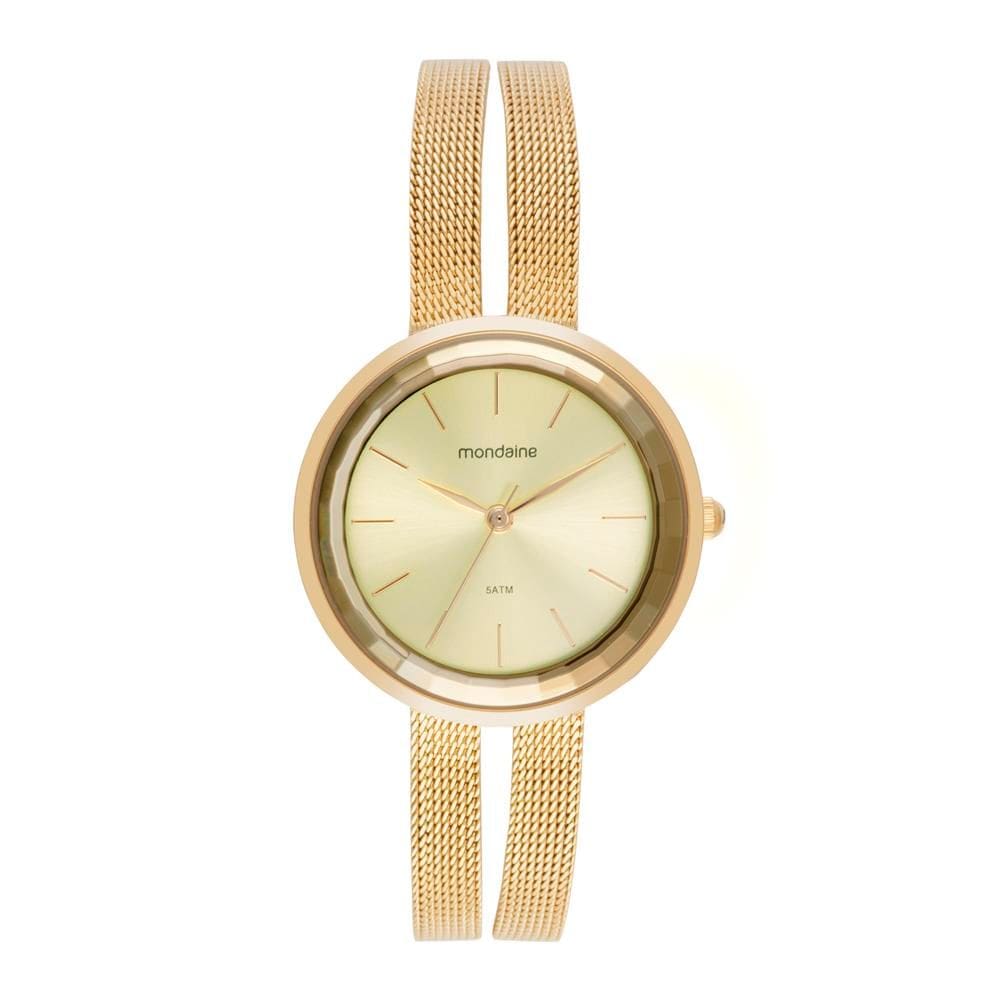 Relogio Mondaine Feminino Ref: 32924lpmvde1 Fashion Mesh Dourado