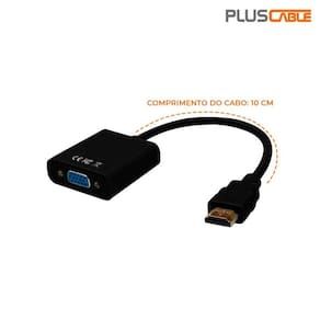 Adaptador Conversor HDMI para VGA - HDMI Macho - VGA Fêmea - 1080p - Audio P2 - PlusCable