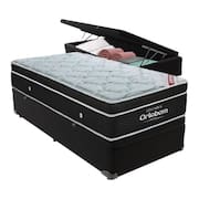 Cama Box Baú Solteiro Colchão Antares Airtech (88x188x60) Molas Ensacadas - Ortobom - Preto