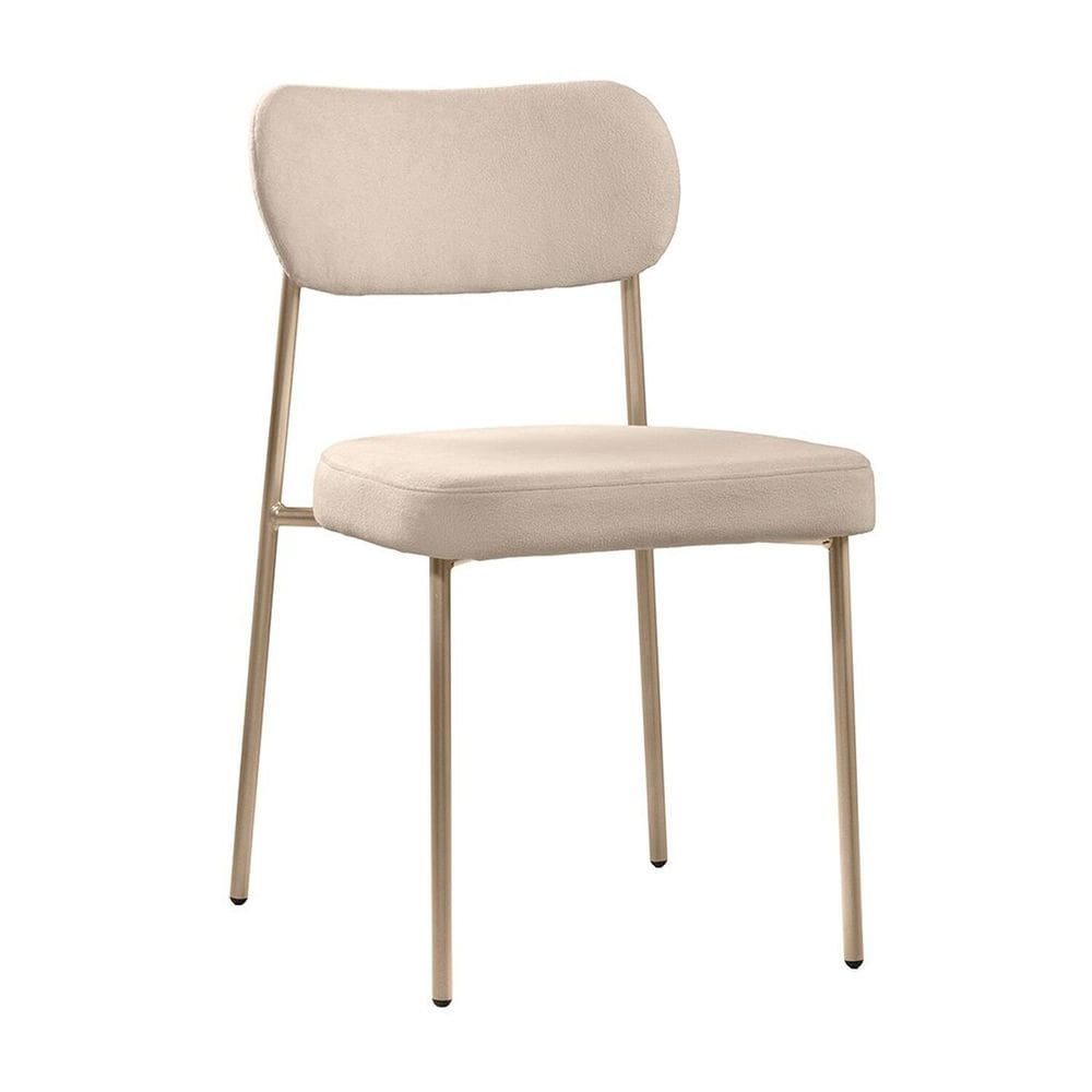 Cadeira para Sala de Jantar Bouclê Lavinia Bege/Champanhe
