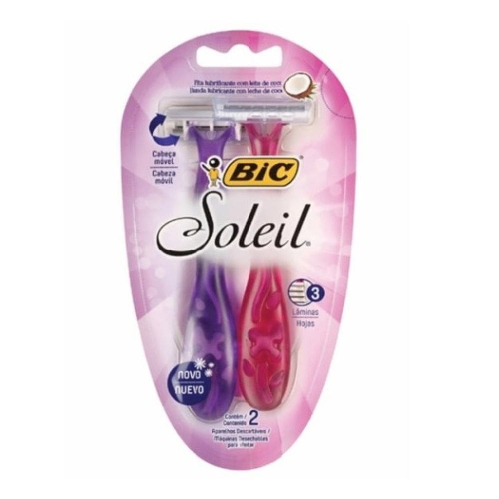 Kit Aparelho De Barbear Soleil Rosa E Roxo Com 6