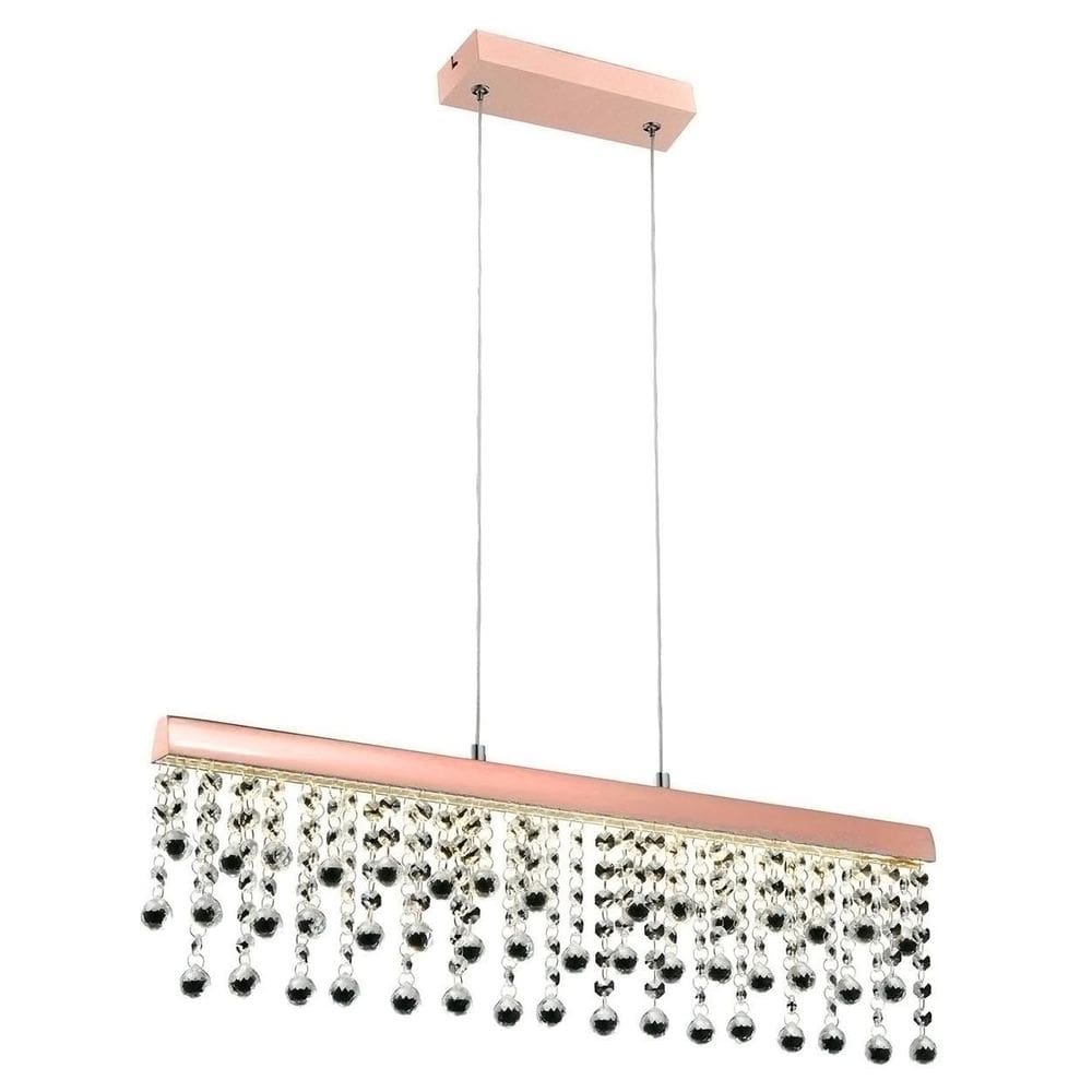 Pendente Qpd1277 Cristal 12W 615X100X170Mm Cobre