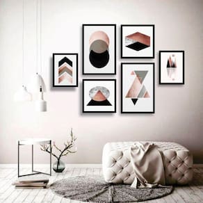 Kit 6 Quadros Decorativos Rose Gold Texturizado 9mm MDF