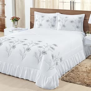 Kit Cobre Leito Casal Queen Lírio 03 Peças - Branco