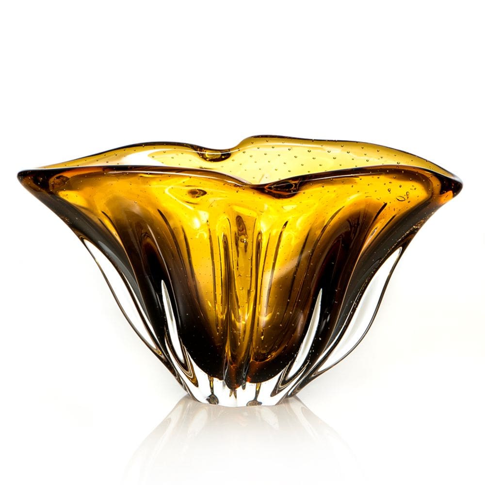 Vaso Em Cristal Murano Âmbar E Lilás São Marcos