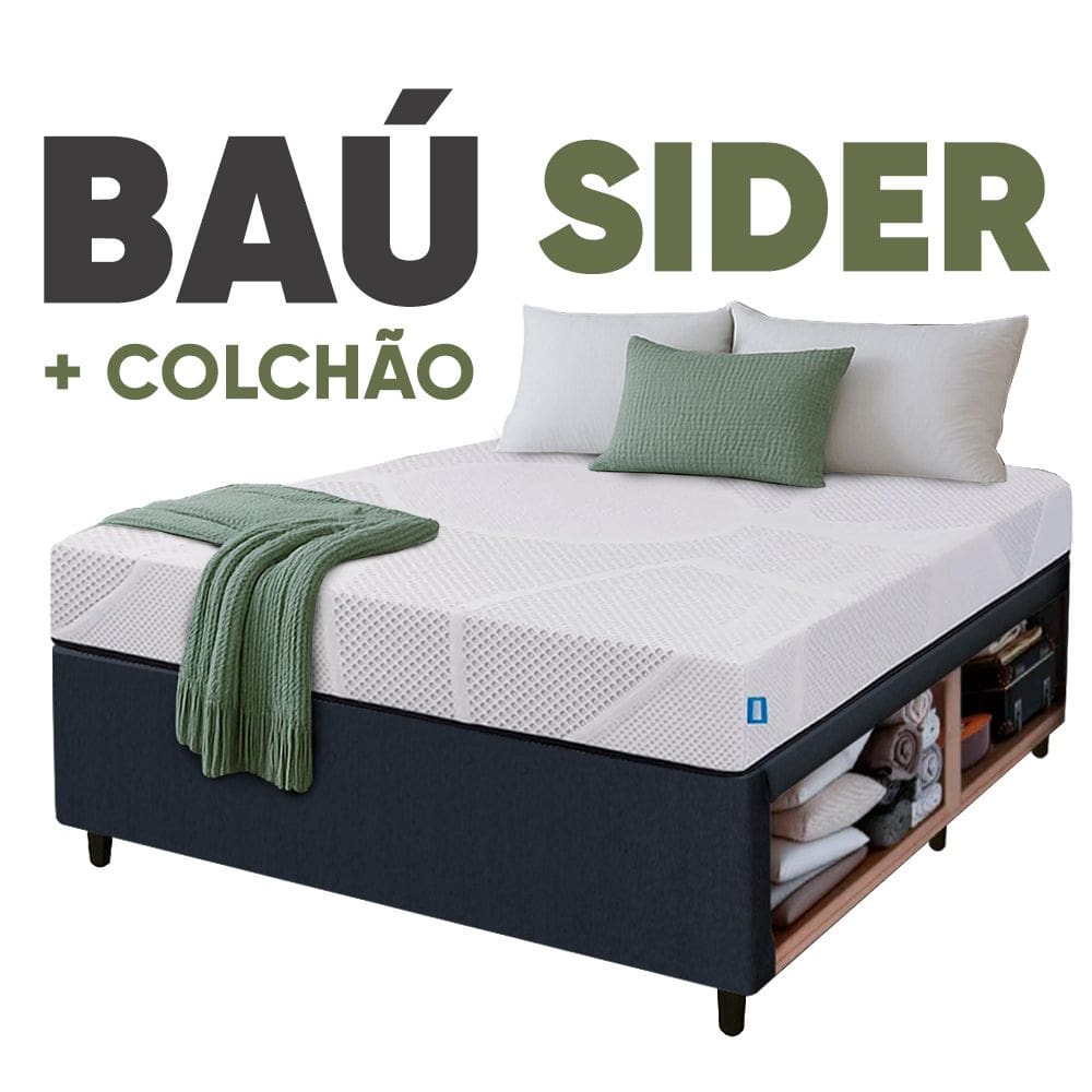 Cama Box Baú Base Sider Solteiro Preta + Colchão Umaflex Fit Firm D33 Altura 17cm - Orthocamas