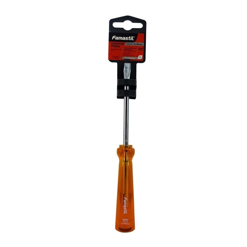 Chave Fenda Famastil Ponta Imantada 1/4X4P Cromo Vanádio