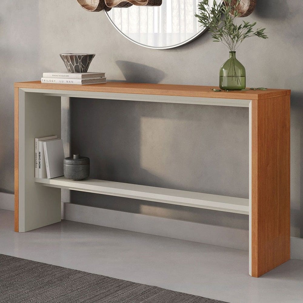 Aparador Premium 1 Prateira 100% Mdf Naturallle/Off White - Mavaular