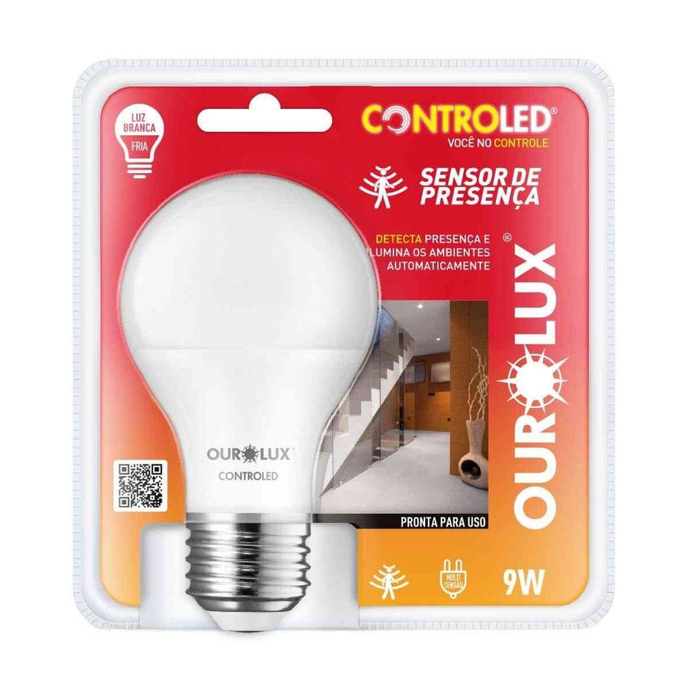 Lâmpada Controled com Sensor de Presença 9W 6500K