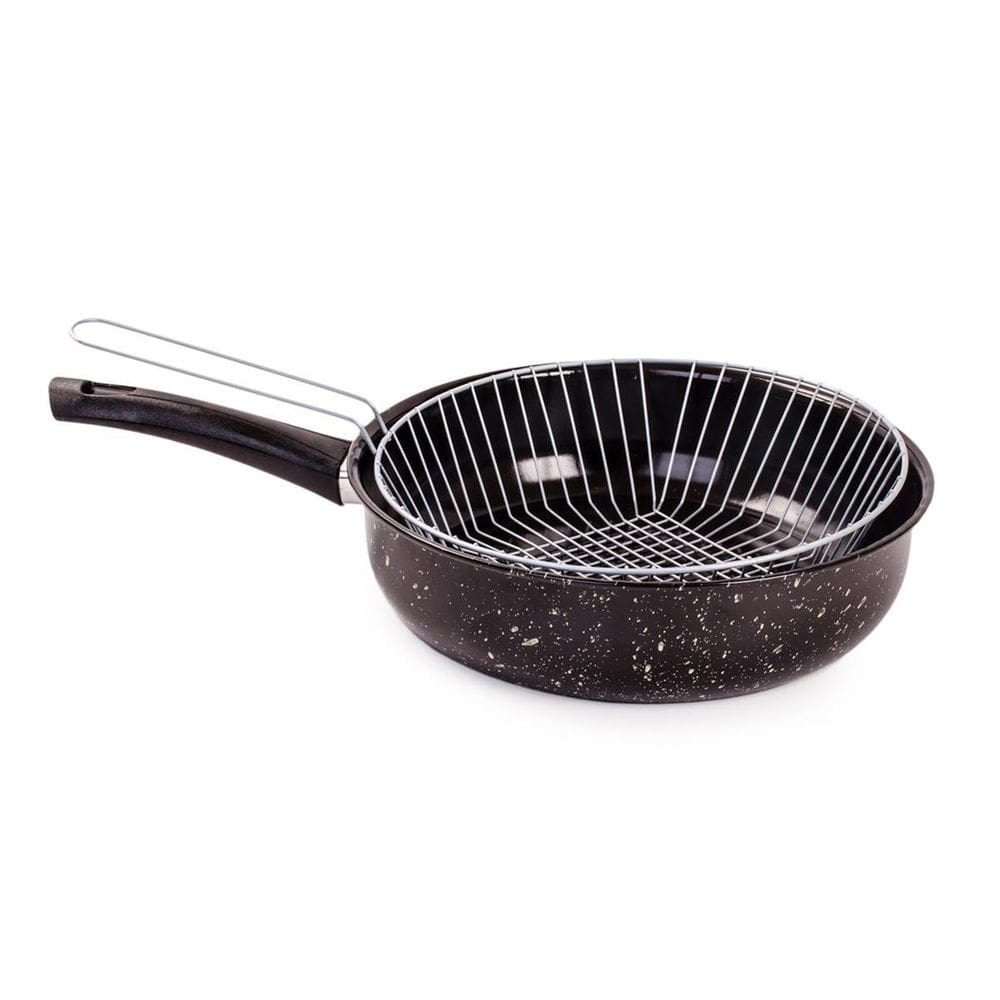Frigideira Ø26cm + Cesto Fritadeira Preta 2,7L - Esmaltada