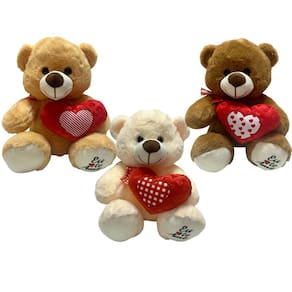 Urso De Pelucia Com Laço Xadrez E Coração Namorados Fofo - 30cm