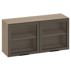 Armário Aéreo 120cm 2 Portas de Vidro Grace Carvalho Oak Z44 - Mpozenato