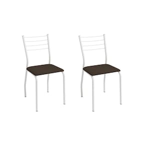 Cadeira Sala de Jantar Malta 2C140BR Aço Kit 2 Un Branco/Suede Capuccino - Kappesberg
