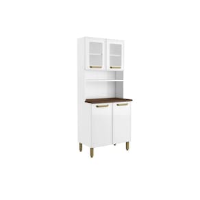 Kit de Cozinha Compacta Bella c/ 4 Portas (2 c/ Vidro) 80cm Branco - Bertolini