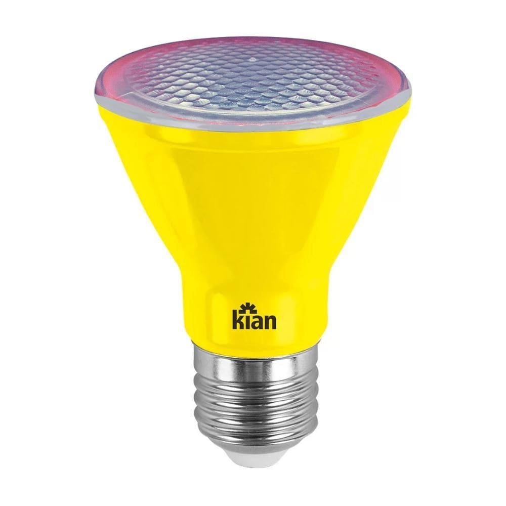 Kit 4 Lampada Led Decor Par20 6W Amarelo Bivolt E27 Kian