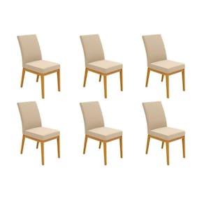 Cadeira Sala de Jantar Isadora Kit 6 un Ipe/Suede Creme - DJ Móveis