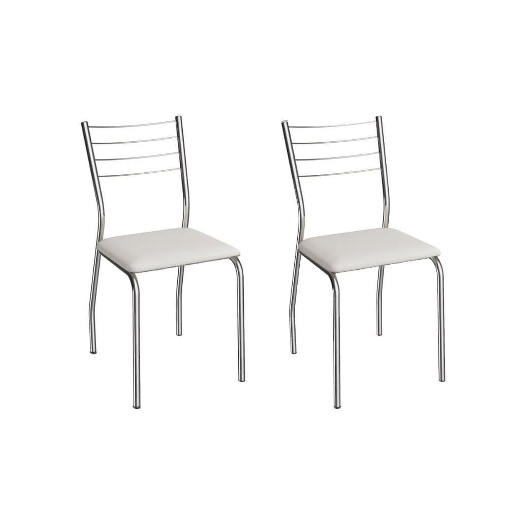 Cadeira Sala de Jantar Malta 2C140CR Aço Kit 2 Un Cromado/ano Branco - Kappesberg