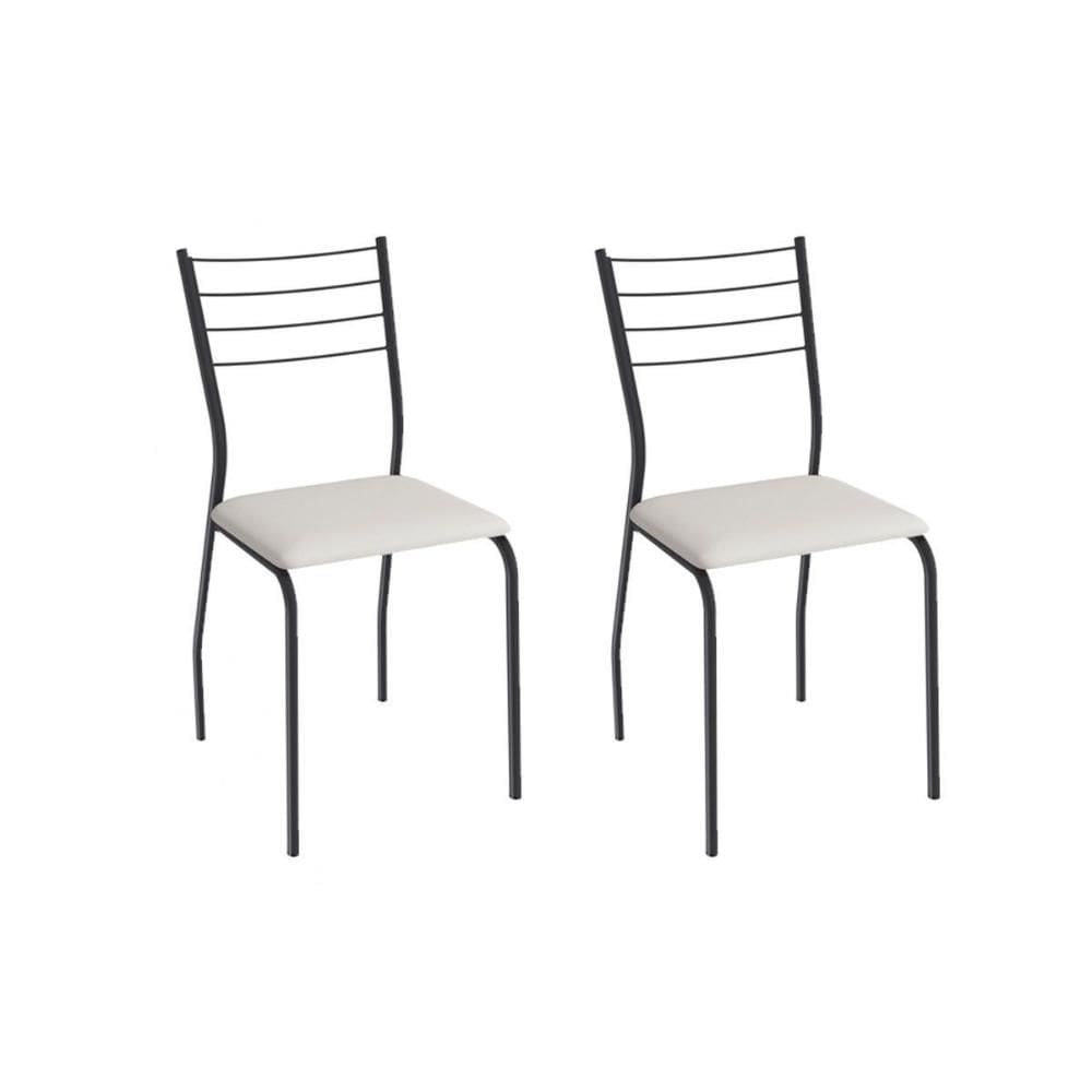 Cadeira Sala de Jantar Malta 2C140PRF Aço Kit 2 Un Preto/ano Branco - Kappesberg