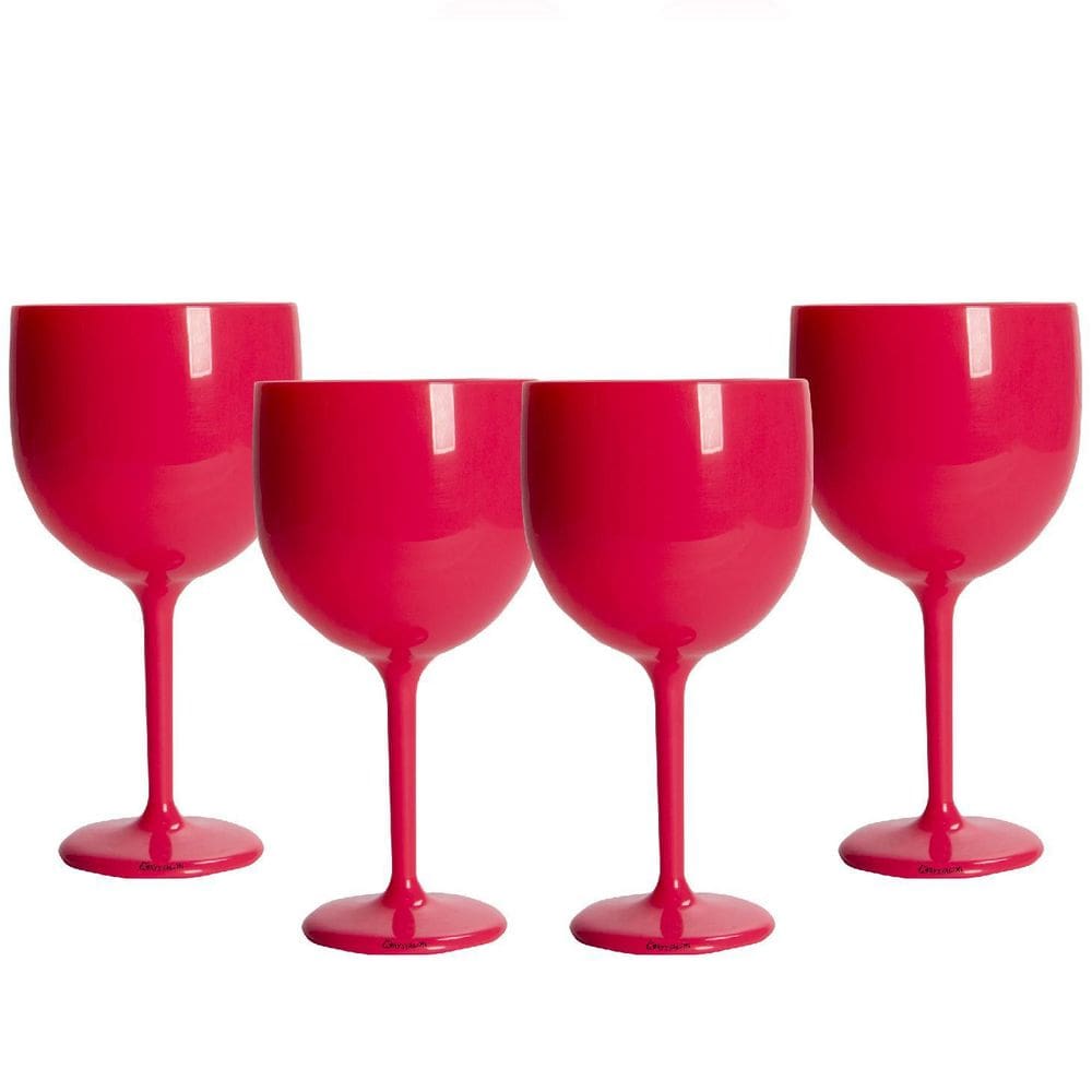 Kit 4 Taças Gin Rosa Acrílico Copo Gin