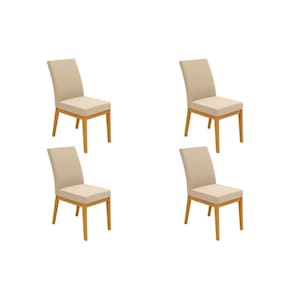 Cadeira Sala de Jantar Isadora Kit 4 un Ipe/Suede Creme - DJ Móveis