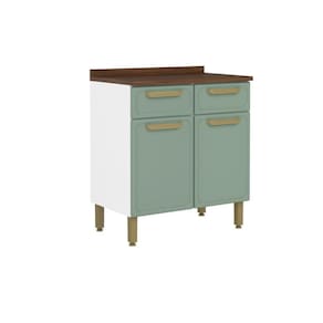 Balcão de Cozinha Bella c/ 2 Portas e 2 Gavetas c/ Tampo 80cm Verde - Bertolini