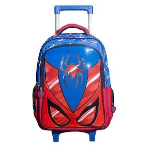 Kit Mochila Escolar Infantil De Rodinhas Com Lancheira E Estojo Yins Em Pvc 3d Kids Spider Azul