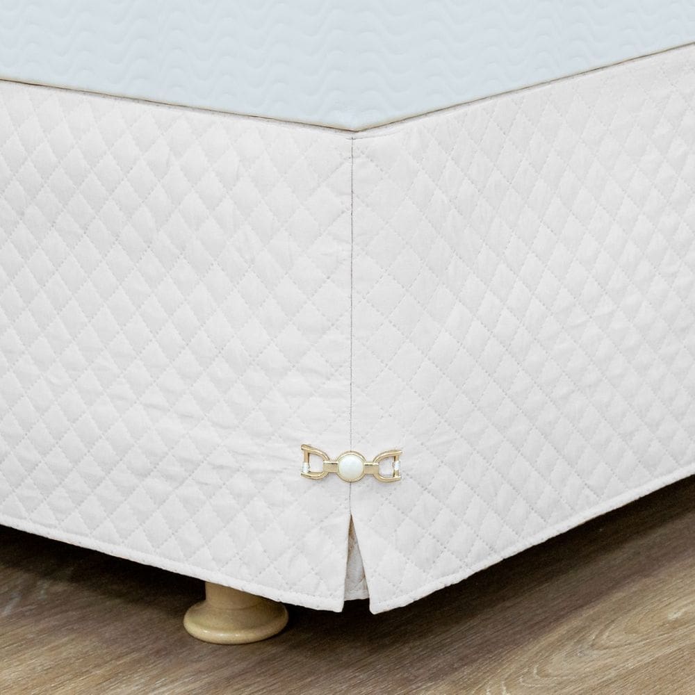 Saia Box Casal Padrão Branca Matelassado Serve Para Cama Baú
