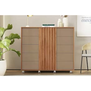 Cômoda de Quarto Pegasus c/ 2 Portas e 5 Gavetas Freijo/Sued - Caemmun