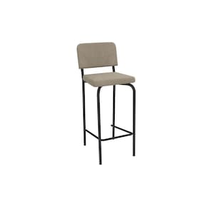Banqueta Sala de Jantar Fiji 1B712PRF Aço 1 Un Preto/Linho Bege Fendi - Kappesberg