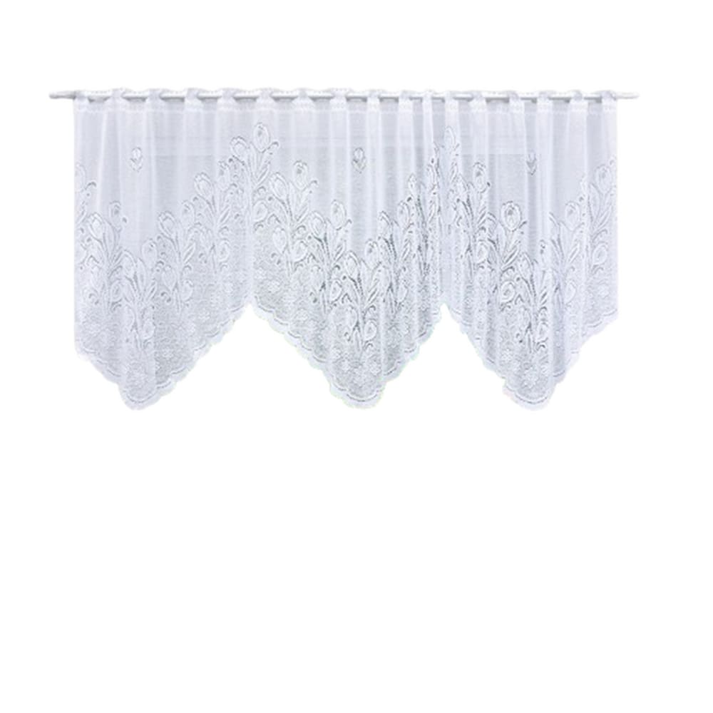 Cortina Bando Renda Cascata Cozinha Tulipa Branca 2,65x1,00